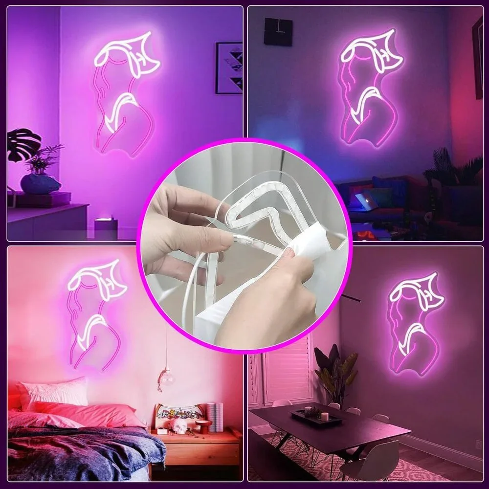 A-lady Neon Sign For Wall Decor Pink White Led Light Sign For Preppy Room Decor